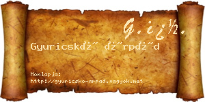 Gyuricskó Árpád névjegykártya